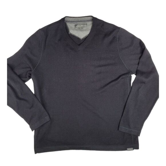 Eddie Bauer Other - L EDDIE BAUER VNECK BLACK SOFT COTTON MENS GOLF SWEATER large